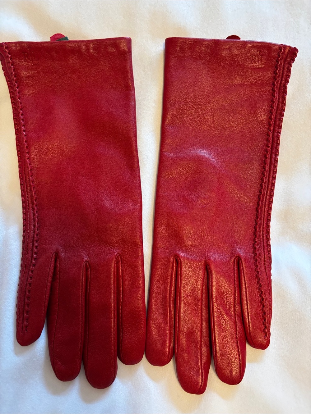 Ralph Lauren Classic Red Leather Women's Gloves size M